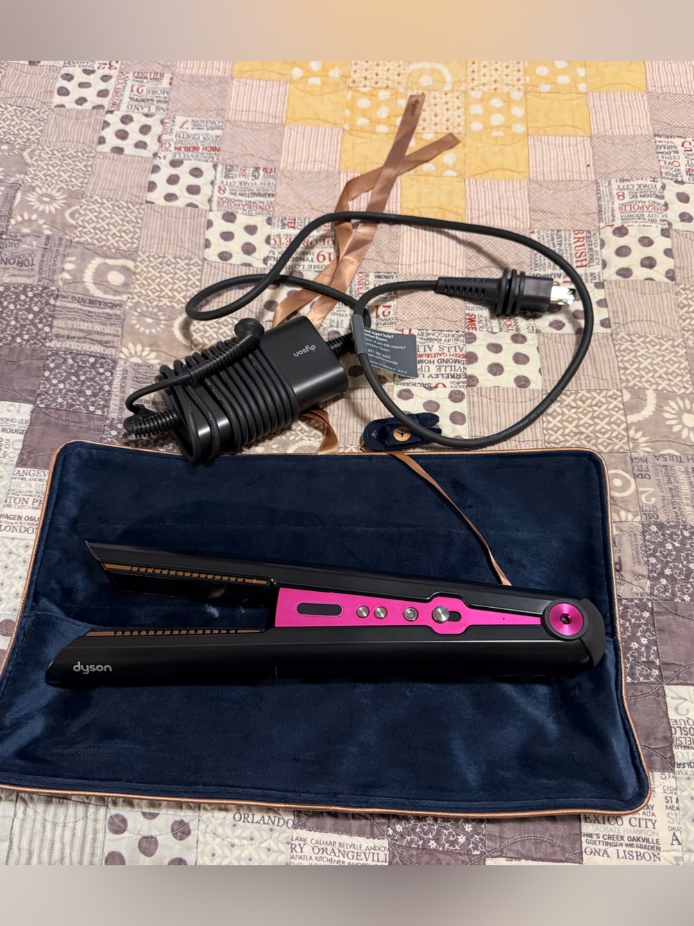 Dyson Corrale Hair Straightener in Pink and Black with Travel Pouch
